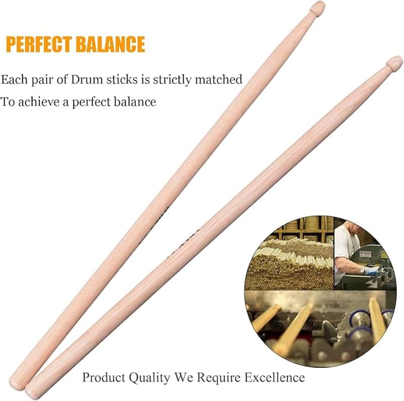 5A Drum Sticks Classic Drumsticks Wood Tip Drumstick 3 Pair image 1