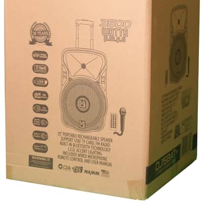 Pair of MR DJ DJ15BAT+ 15" Portable Bluetooth Speaker + Speaker Stand image 20