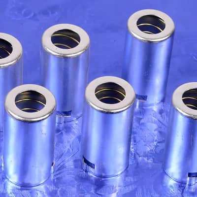Six Aluminum Medium Nine Pin J-Slot/Bayonet Spring Loaded Tube Shields For 12AX7A, #TBA image 1