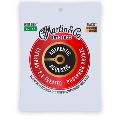 Martin MA530T Authentic Acoustic Lifespan 2.0 Guitar Strings Phosphor Bronze Extra Light 10-47 image 1