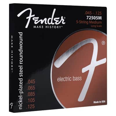 Fender 7250-5M Bass Strings, Nickel Plated Steel, Long Scale, 5-String, 45-125 image 1