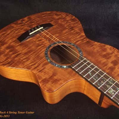 Handcrafted 4 String Tenor Guitar, Quilted Spalted Maple, Mahogany ARCH-BACK Cutaway , Vine Inlay, Soft-bag, Bruce Wei TG-2053 image 6