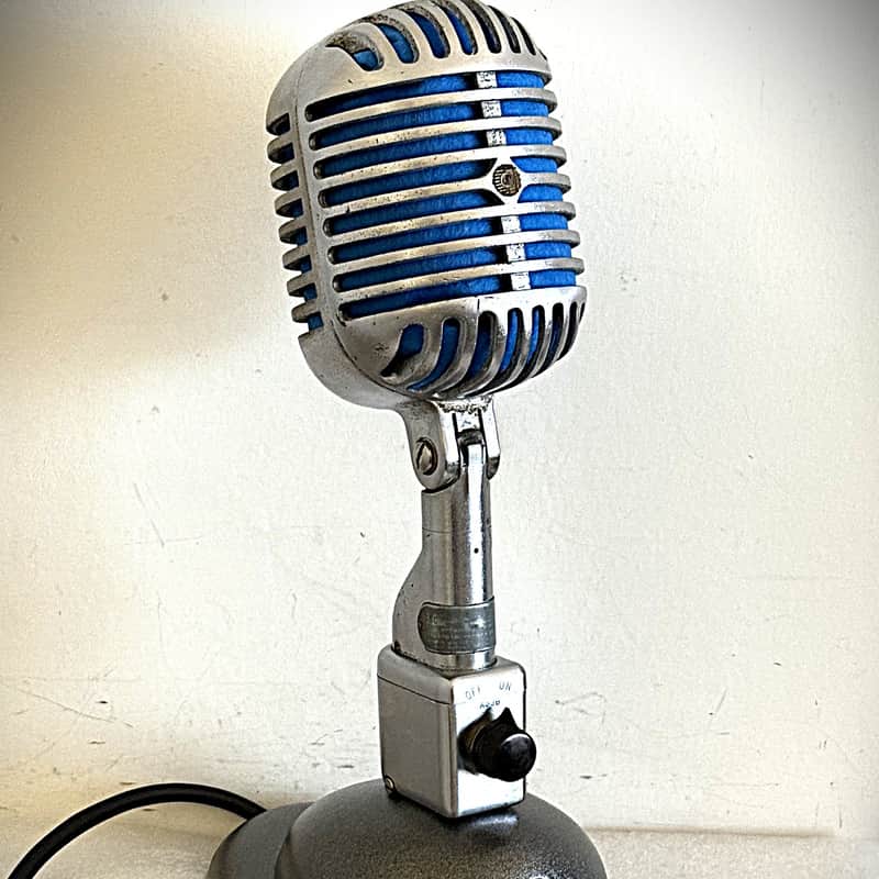 Early 1940s Shure Bros 55C Dynamic Microphone, works, incl stand, switch & cable image 1