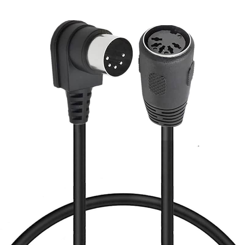 MIDI Din Extension Cable, MIDI 5-Pin DIN 90 Degree Angle Male Plug to Female Socket Audio MIDI/at Adapter Cable for MIDI Keyboard Synthesizer, Organ, Electric Piano, MIDI Guitar (1.5 Meter/5 FT) image 1
