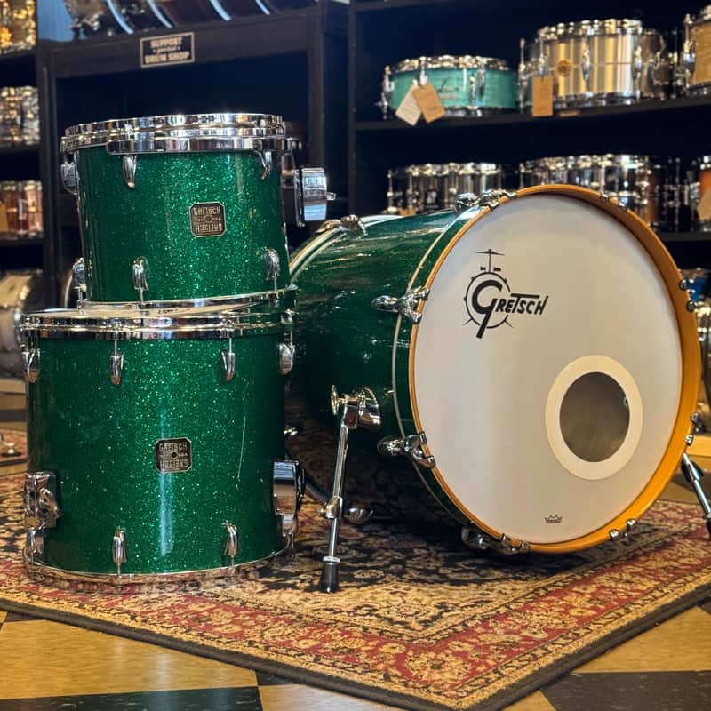 USED 1990's Gretsch Square Badge USA Custom in Green Sparkle - 18x20, 10x12, 14x15 image 1