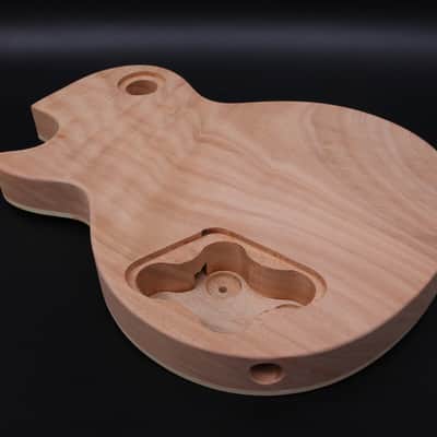 Flame Mahogany Guitar Body Set in Flame Maple Veneer One Piece Wood Made image 3