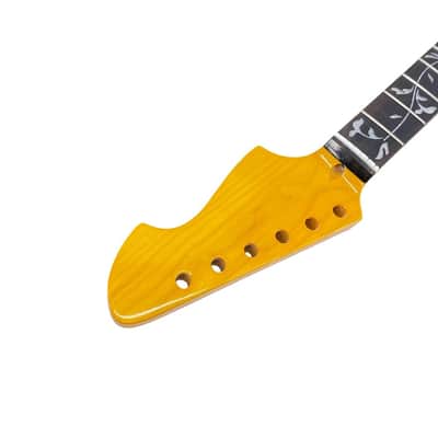 Yellow Paint Maple Electric Guitar Neck 6 String - 20 Fret 25.5" Replacement Neck with Rosewood Fretboard, 42mm Nut Width, Big F Headstock- Bolt-On Unfinished DIY Guitar Parts image 4