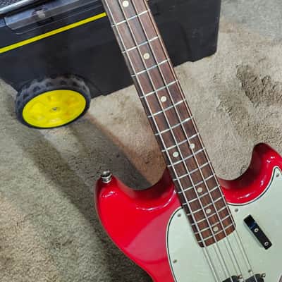 1966 Fender Mustang Bass- Dakota Red, good condition, w/ case image 9
