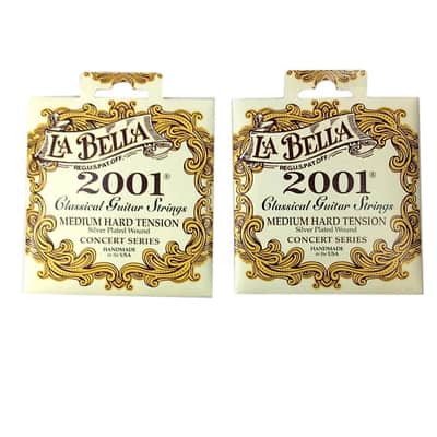 La Bella Guitar Strings Medium Hard Tension  Silver Plated 2-Pack Classical  2001