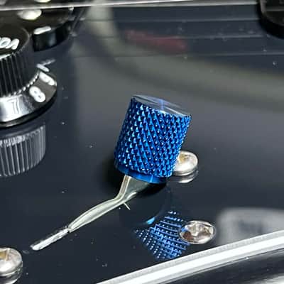 Kinnatone SHORT Blue Stainless Steel knurled 3 or 5 way Blade style Switch Tip For Strat or Tele image 3