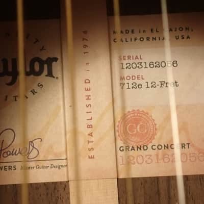 *MINT & RARE* 2022 Taylor 712e 12-Fret Lutz Spruce/RW image 3