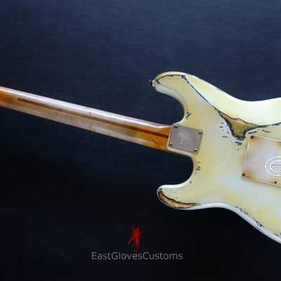 Squier Stratocaster Vintage White HSS Made in USA Aged Relic by East Gloves Customs (RARE) image 20