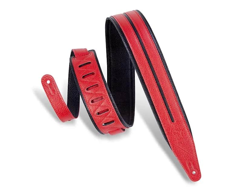 Levy's MG317DRS 2.5" Garment Leather Guitar Strap with Racing Stripe image 2