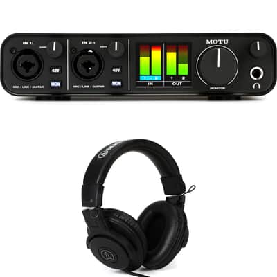MOTU M2 2x2 USB-C Audio Interface and Headphones image 1