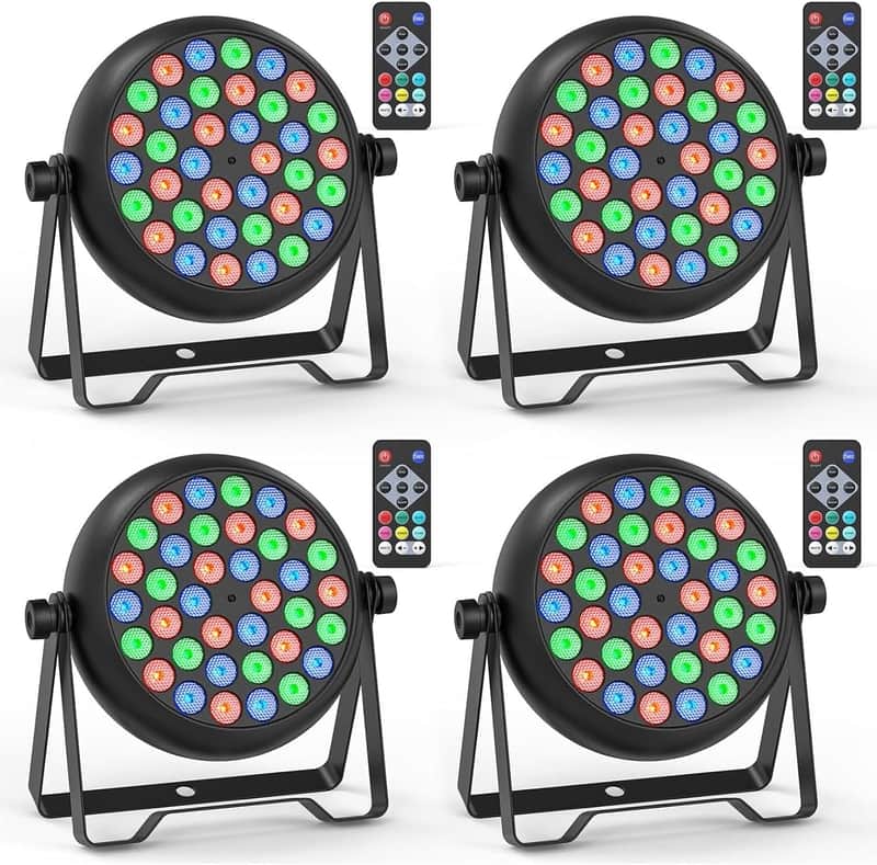 36 LED Stage Lights, Corded RGB Par Lights, 4/7 CH DMX Par Can, LED Stage Par with Sound Activated & DMX 512, Uplights for Wedding, Club, Event, Party, 4 Pack image 1