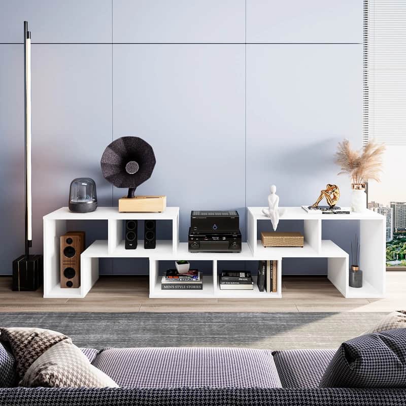 3-Piece Modular Studio Console Set – White Producer Furniture w/ Storage, Display Shelves & Stackable Design image 1