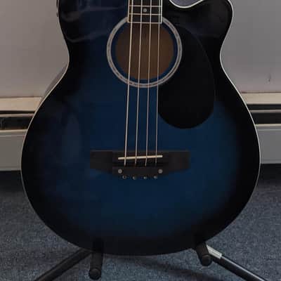 Full Size 4 String Acoustic Electric Bass Guitar Fretted Bass Guitar Blue image 11
