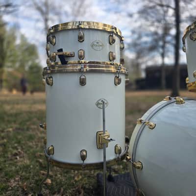 Tama Starclassic Maple MIJ 13,16,22 with matching snare 1990s - Piano White Lacquer /Gold hdwr. image 4