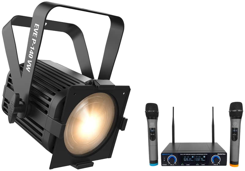 Chauvet DJ EVE P-140 VW DMX D-Fi Cool/Warm White Wash Stage Light+Wireless Mics image 1