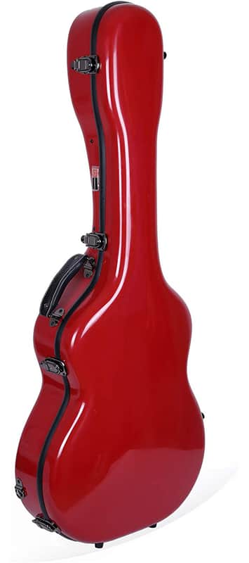 Crossrock Fiberglass Acoustic Guitar Case with TSA Lock for Martin Grand Performance-Red image 1