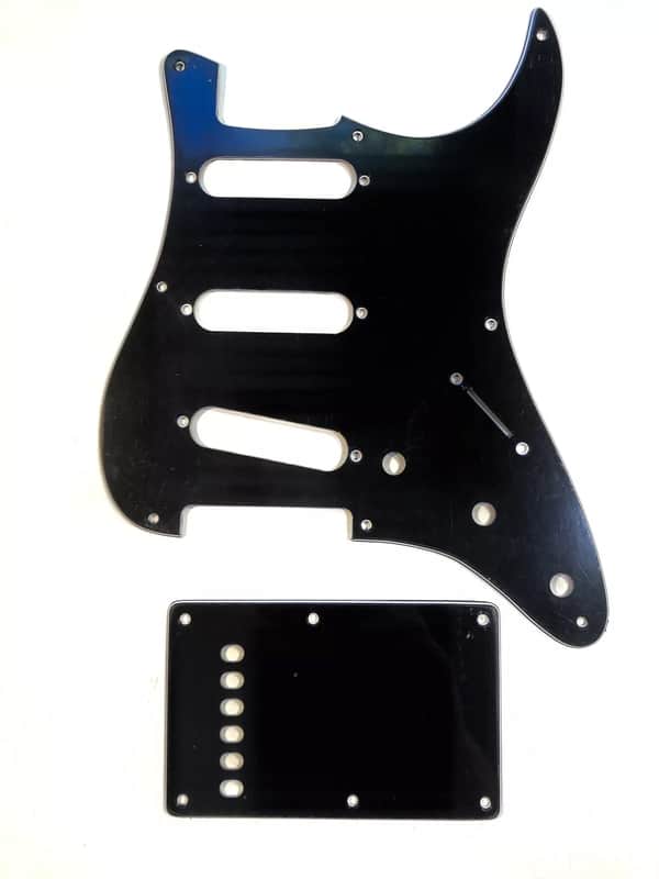 Black 3 Ply Stevie Ray Vaughan SRV Stratocaster Pickguard/Backplate Set Made In USA image 1