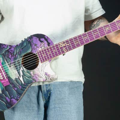 Lindo Ryokou Electro Acoustic Travel Guitar | Japanese Graphic Art | BS3M Piezo/Mic Blend Preamp | 3/4 Size / 24" Scale-Length | Luminlay Side Dots | Five Elements Kanji Abalone Sea Shell and Maple Inlays | Designed in the UK (Steel Strings) image 6