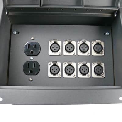 Elite Core Audio FBL8+AC Recessed Floor Box with 8 XLR Female Conectors, Duplex AC Power Outlet