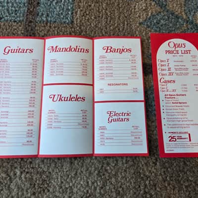 Vintage 1975 Harmony Instrument Price List w/ Opus Price List and Ampeg Reply Envelope! Rare, Original Case Candy, Paperwork! image 2