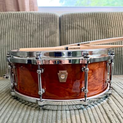 Ludwig Classic Maple Exotic Bubinga 14x5 Snare — Tube Lugs, Die-Cast Hoops, P86 image 6