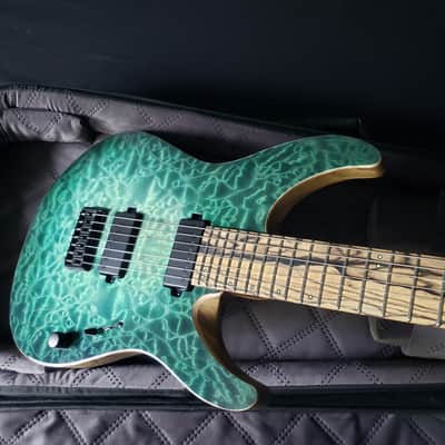 Mayones Aquila Elite S7 26.5" Reverse Headstock 4A QM top, Pale Moon Ebony Fretboard 16", Luminlay Offset Dot Inlays, Black Limba body, Wenge neck, Velvetrone Pickups image 7