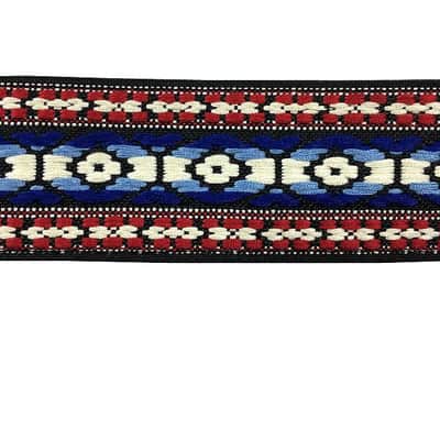 Ace Guitar Strap Vintage Style Jacquard Weave Blue & Red image 2