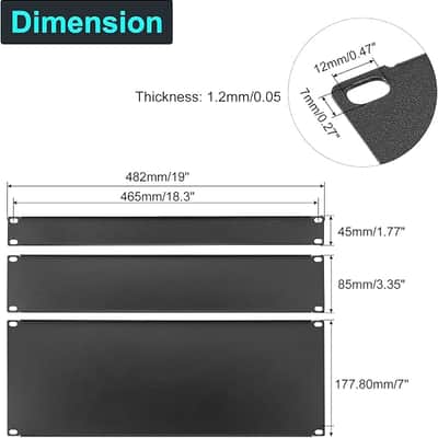 6 Pcs 1U,2U,4U Blank Panel Metal Rack Mount, 19 Inches, Filler Panel Mount Spacer Rack Blanking Panel Kit for Enclosure Server Rack Cabinet Black image 2