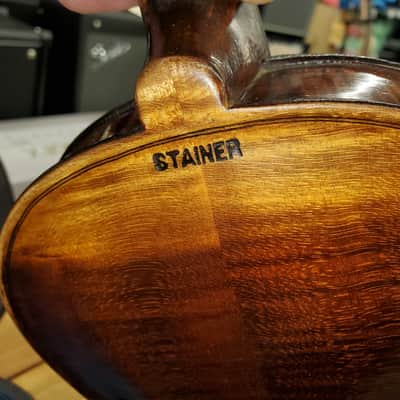 Stainer Antique Violin with coffin case restored with fiddle violin bridge set up 1 bad gear image 1
