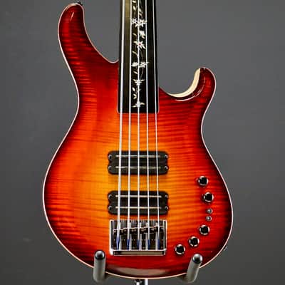 PRS NOS 2017 Namm Show Private Stock Gary Grainger 5 String Fretless Bass Dragons Breath Glow image 2