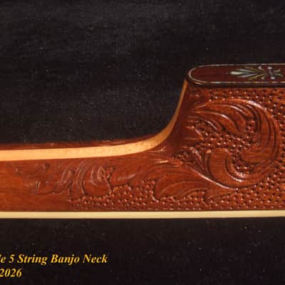 Handcrafted 5 String Banjo Neck, Solid Mahogany MOP & Abalone Eagle Inlay, Heel Carved, Bruce Wei BN-2026 image 7