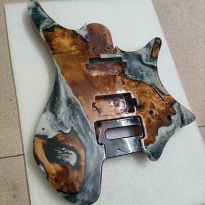 Mahogany Wood Headless Guitar Body with Resin Top