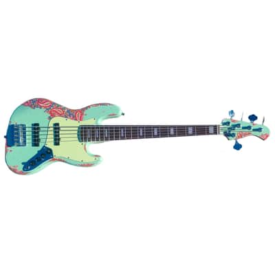 NEW DHATARATTHA CUSTOM GUITARS J-BASS 5-STRING - SEAFOAM/PAISLEY RELIC - NAMM 2025 image 1