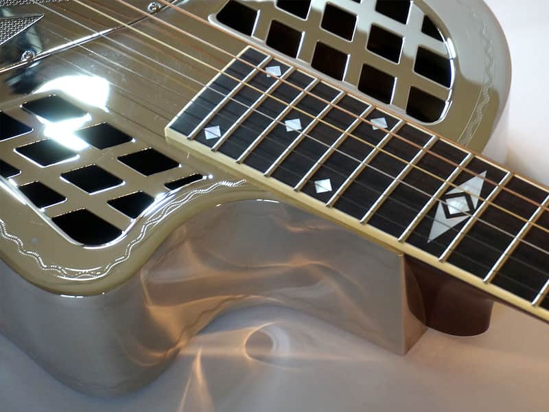 National Reso-Phonic Style 1.5 Brass Body Cutaway Tricone 2023 Mirror Nickel Engraved Wiggle Border image 1
