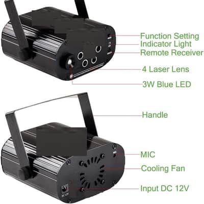 4 Lens RGRB Hypnotic Aurora Laser Effect Mixed Blue LED Background Projector Light Remote Music Auto for DJ Party Show Home Gig Stage Lighting image 3