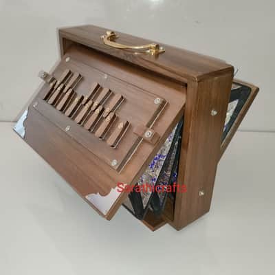 Sarathi 12x9x3 in. Shruti Box Teak Wood C3 to C4 Wood Keys 440Hz Sur Pete With Bag 2024 - Teak Wood image 6