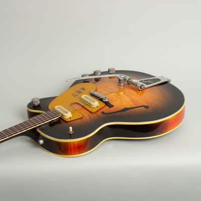 Mosrite /Gretsch Country Gentleman Custom Thinline Hollow Body Electric Guitar, c. 1959, period black hard shell case. image 7