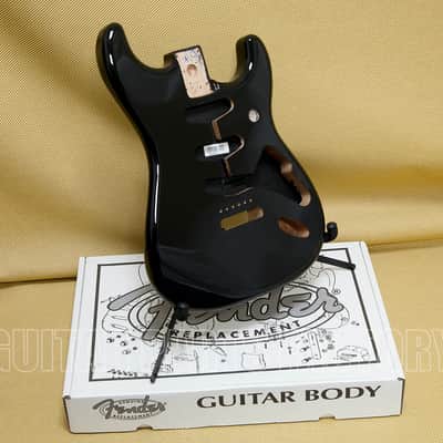 099-8003-706 Genuine Fender Black Classic Series 60s Strat SSS Alder Guitar Body Vintage Bridge image 1
