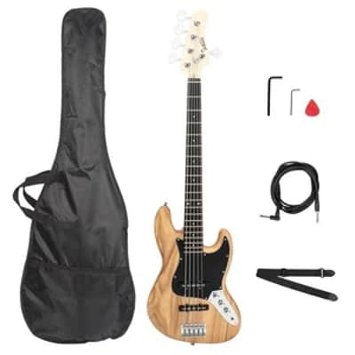 New Glarry Gjazz Electric 5 String Bass Guitar With Bag Neck Maple image 1