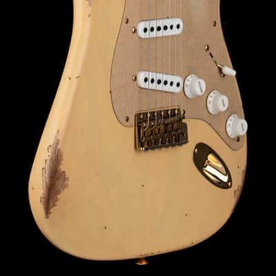 Fender Custom Shop LTD '55 Bone Tone Strat Relic - Aged Honey Blonde with Gold Hardware #81679 image 6