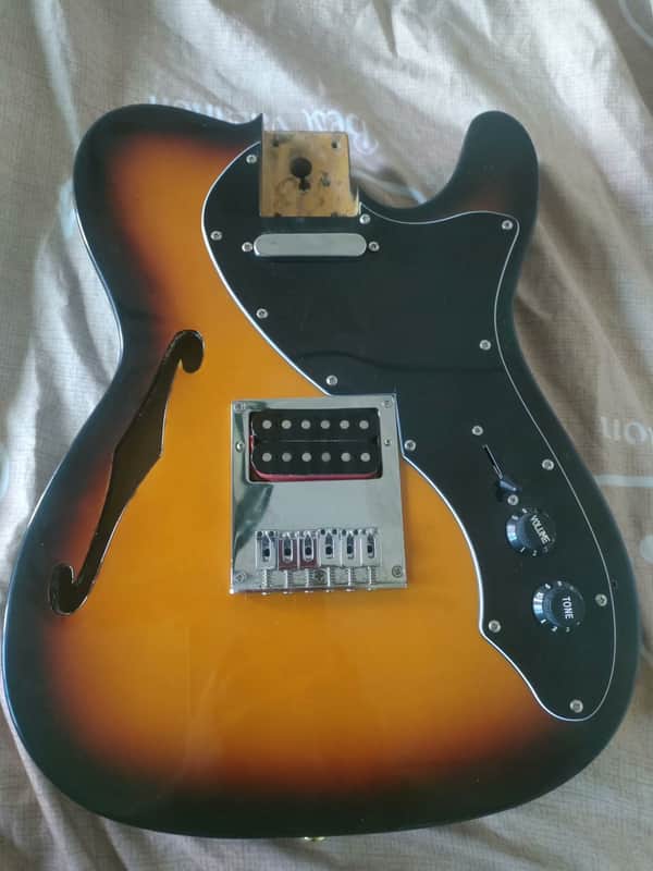 Sunburst Thinline Semi Hollow Tele Style Guitar Body image 1