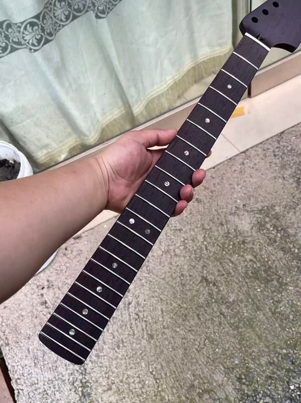 Large headstock 25.5 inch 22 frets wenge guitar neck hole 10mm Satin wenge fingerboard image 1
