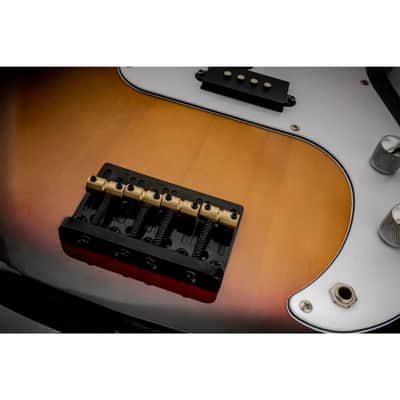 4-String Bass Bridge - Hardtail Brass Saddles Zinc Alloy Plated image 6