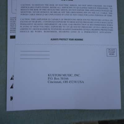 Kustom Tube 12A Guitar Amp Owner's Manual 2001 image 4