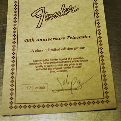 Fender Telecaster 40th Anniversary 1988 Sunburst. #179  of #300. First Fender Custom Shop Run.  MINT image 15