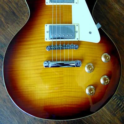 Vintage V100 IT Iced Tea Sunburst Flame Top Les Paul Style Electric Guitar W/Case Option image 2